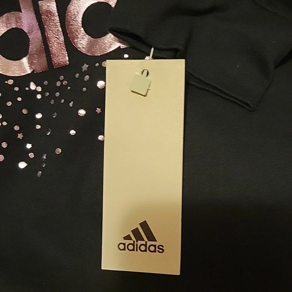 NWT: adidas Girls CrewNeck Long Sleeve Graphic Tee With Foil Logo & Purple Stars - Picture 9 of 12